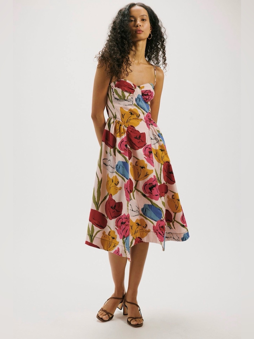 Free People Cherish Printed MIDI Dress